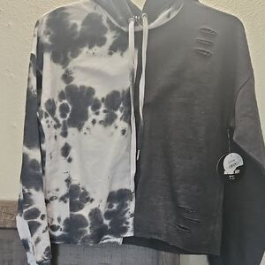 Black and White Crop Top with Split Design